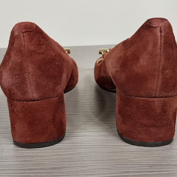 MICHAEL Michael Kors 'Gloria' Square Toe Pump Brick Color Suede Womens Size 5 - Picture 4 of 7